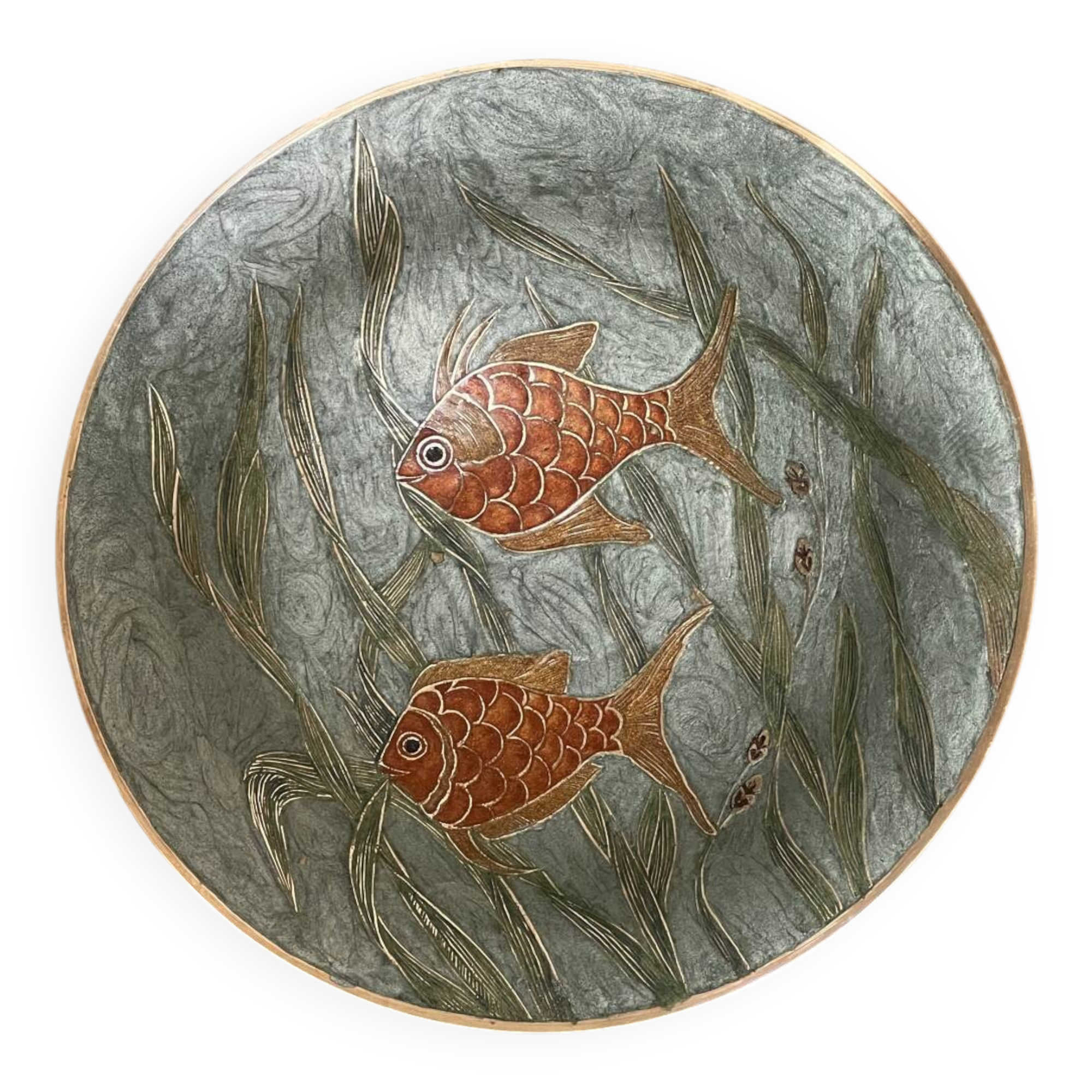 Enameled brass bowl – piece signed by the artist A.Schelde