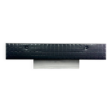 Modernist lowboard, faux leather, wood and stainless steel, 1960.