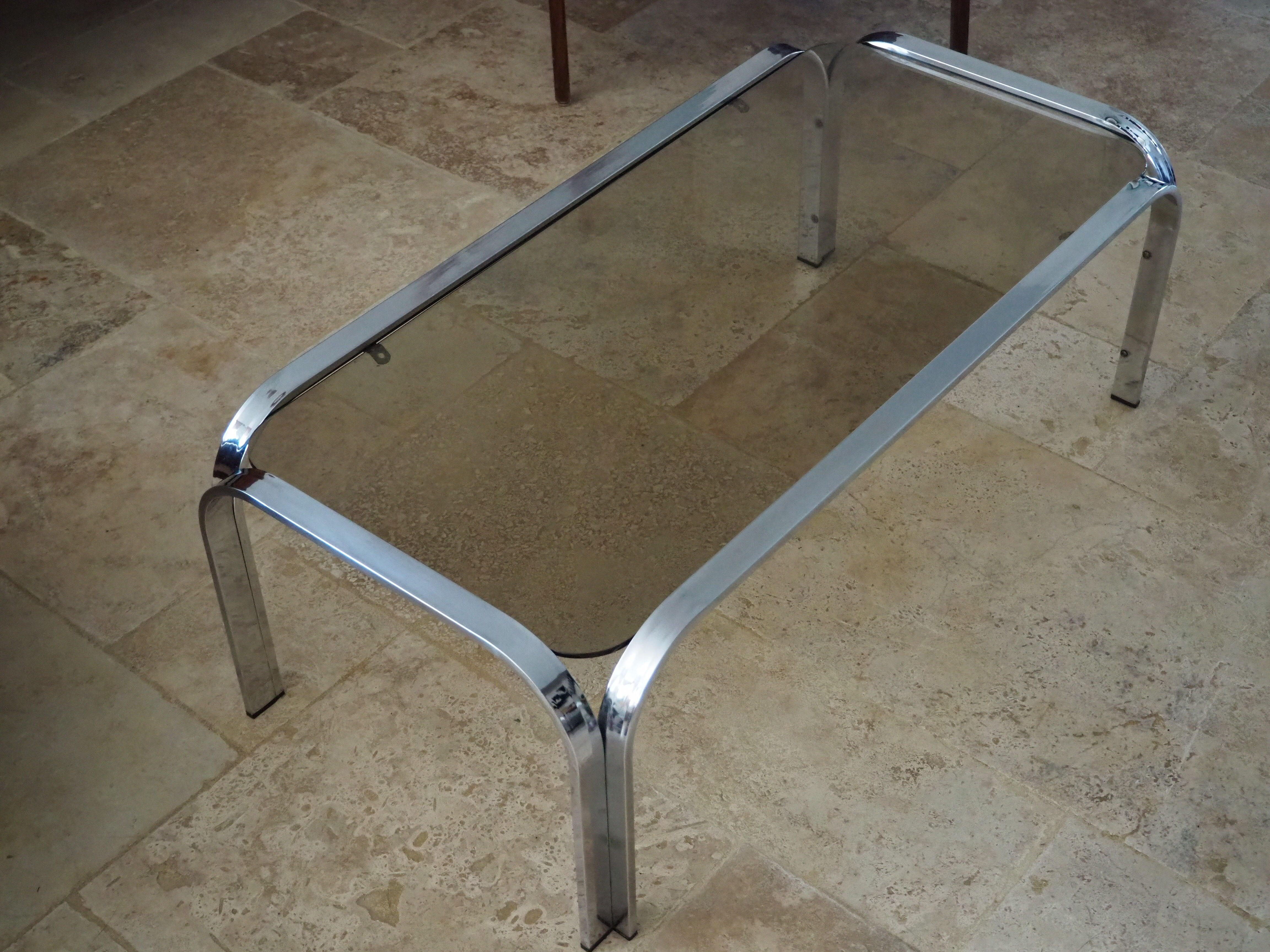 Chrome coffee table and smoked glass