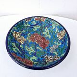 Old bowl on pedestal with raised edges art deco ceramic Longwy