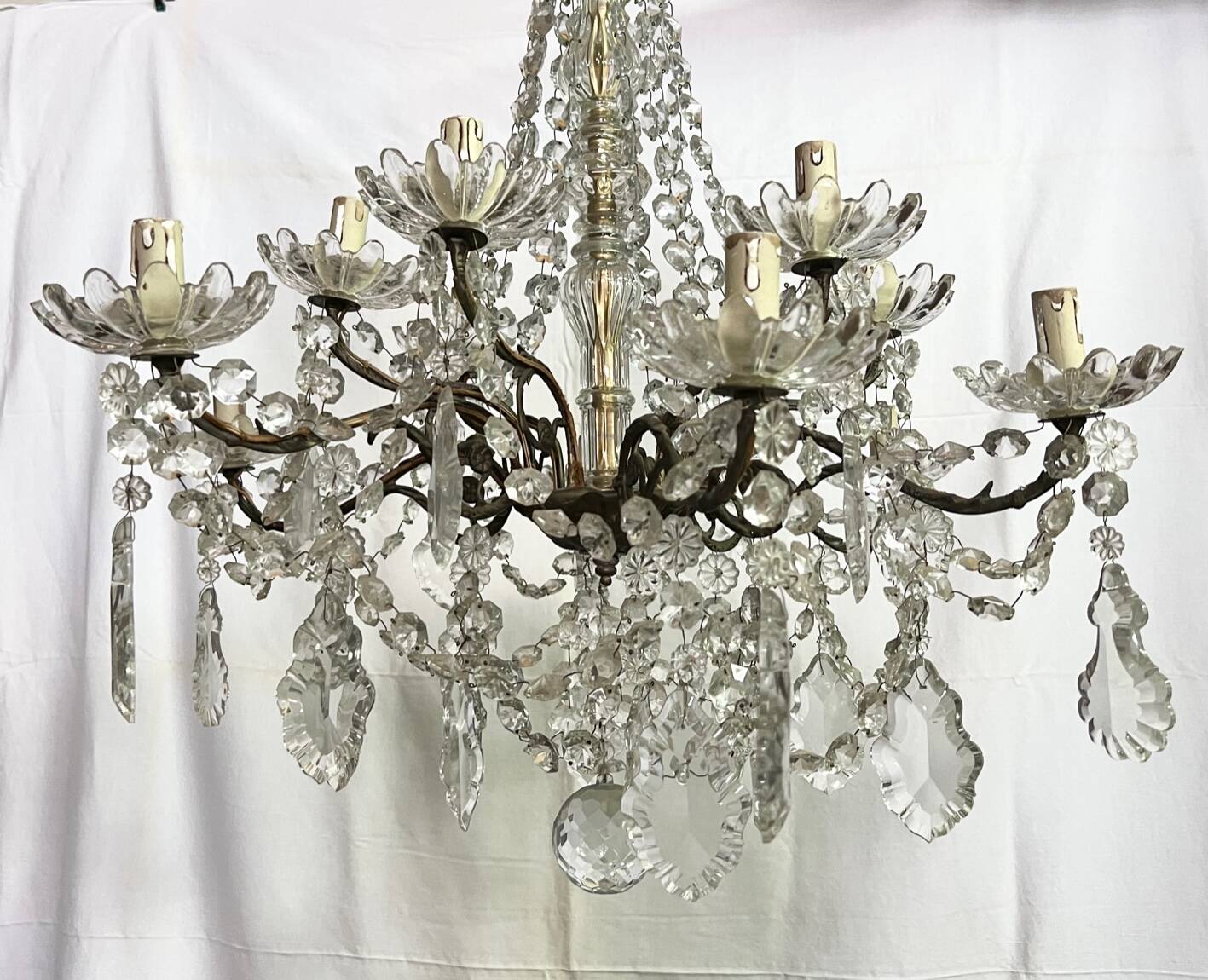 12-light crystal chandelier, antique light fixture