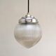 Paire de suspensions Holophane modèle goutte en verre strié circa 1940