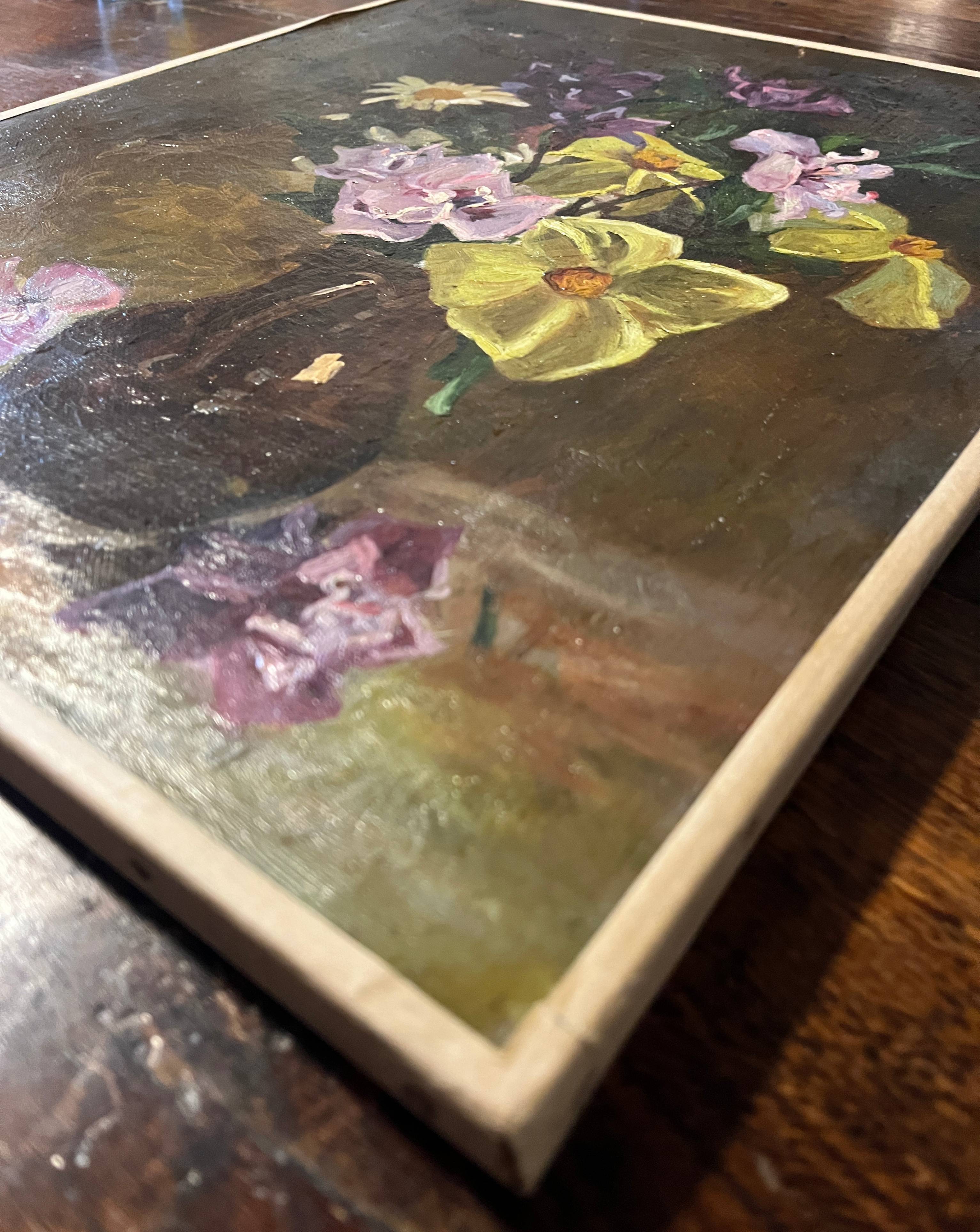 HST painting "Vase and bouquet of flowers" 20th century