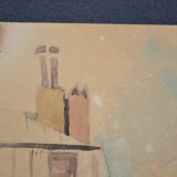 French school 20th century "the old village and its church" watercolor, circa 1935