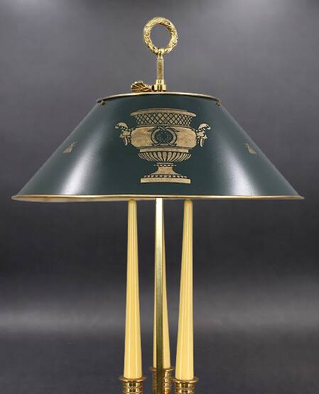 Bronze Bouillotte Lamp in Empire Style with Tin Shade