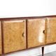 Midcentury Italian Sideboard In Walnut Root And Brass.