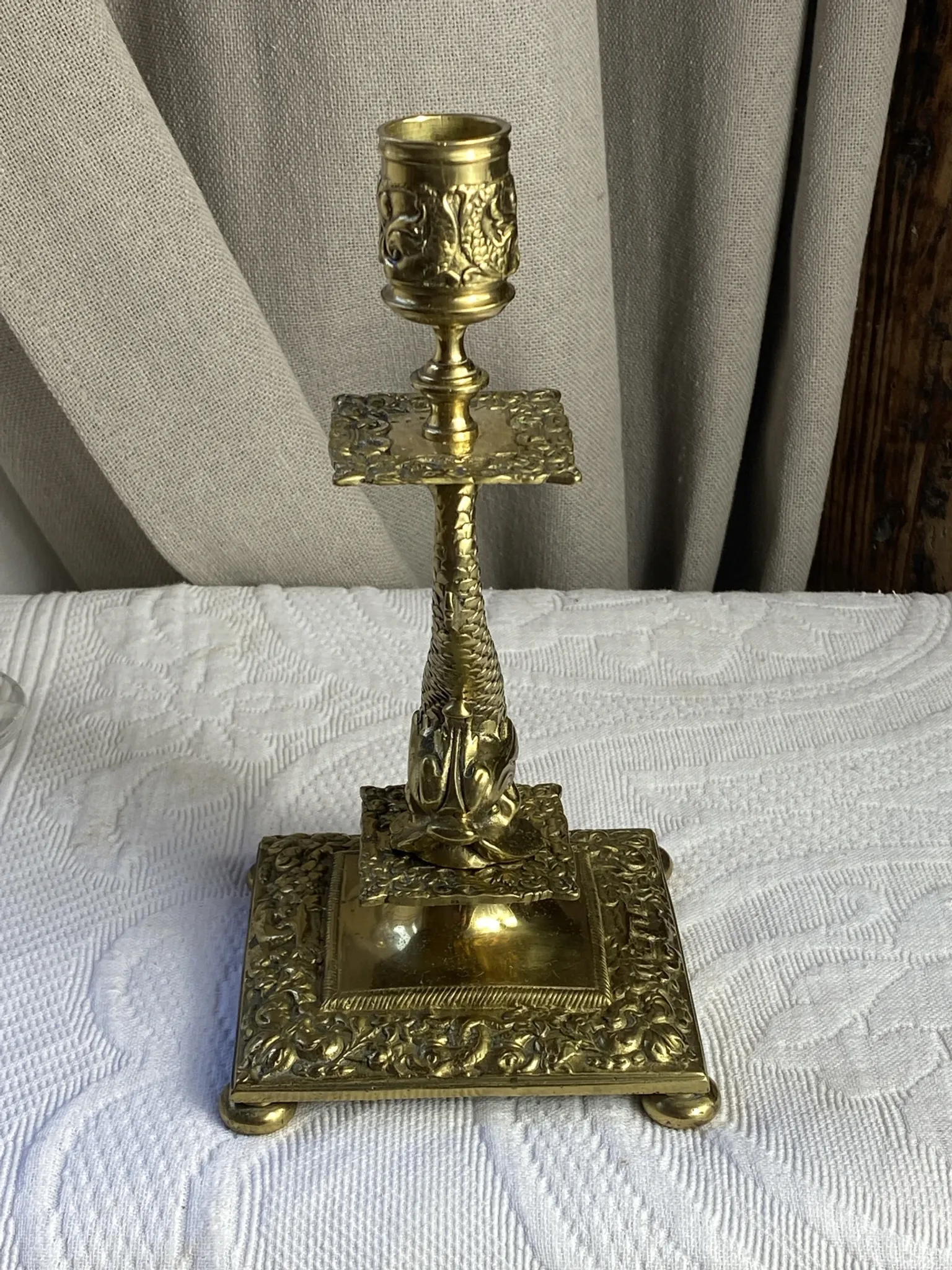 Bronze fish candlestick