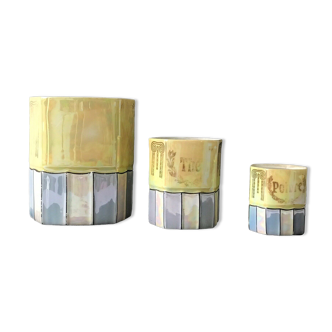 Series of 3 art deco spice jars signed Epiag Aich