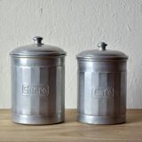 Series of Six vintage aluminum spice jars - Storage jars - 1940.