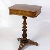 Anitque Side/Sewing Table On Column Made In Mahogany From 1890s