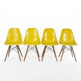 Yellow Set (4) Herman Miller Original Eames DSW Side Shell Chairs