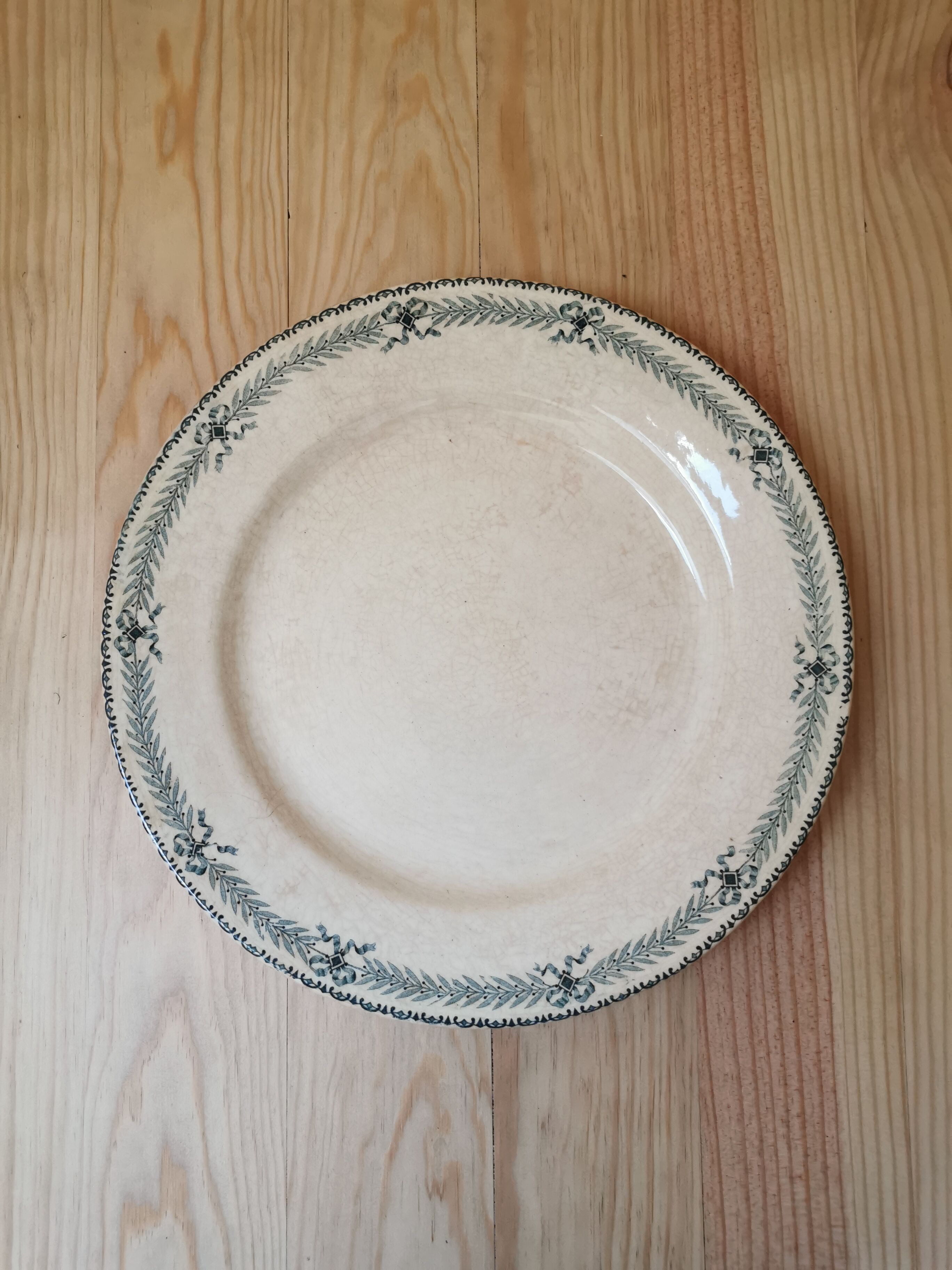 Large old round plate in iron earth