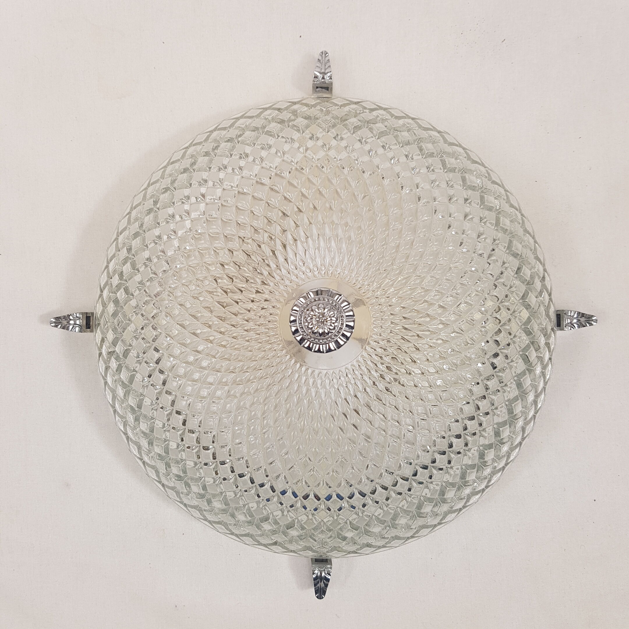 Glass and chrome ceiling light