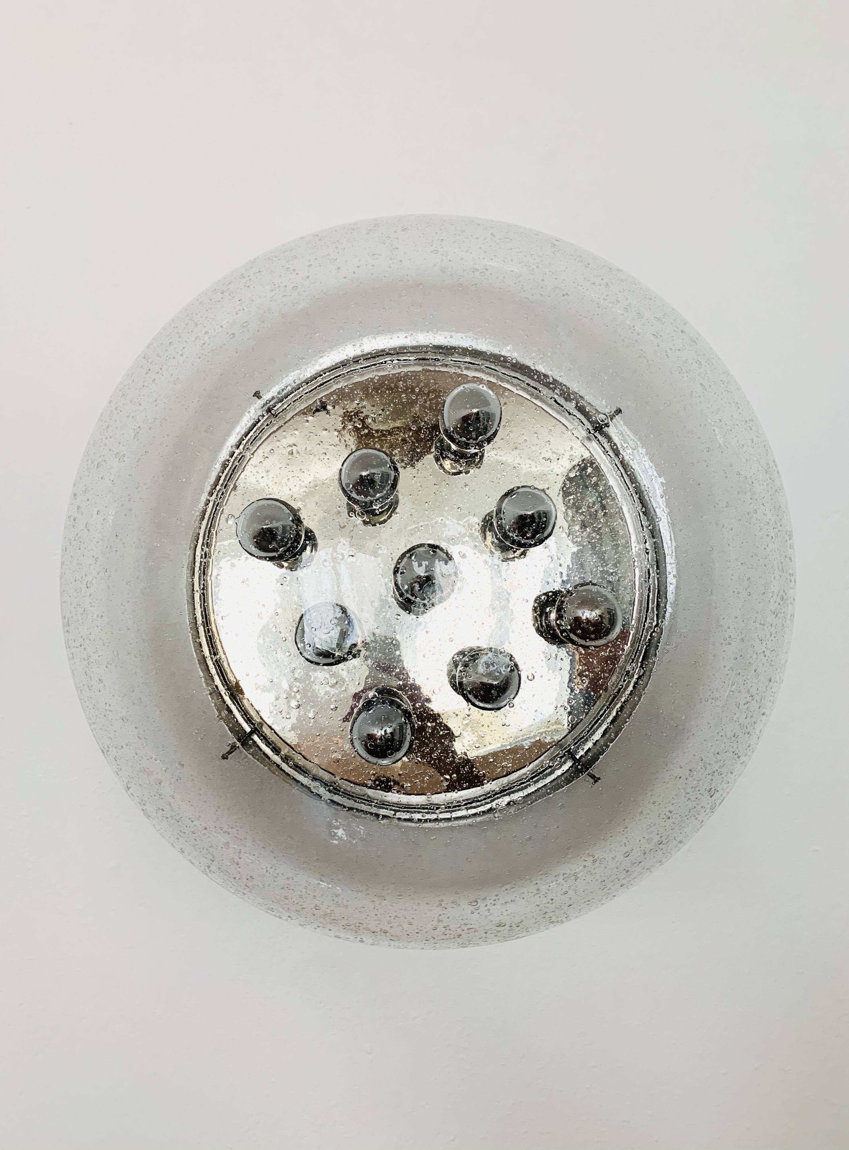 Large Bubble Glass Mushroom Flush Lamp