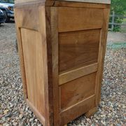 Small piece of furniture/bedside table in old wood and pink marble