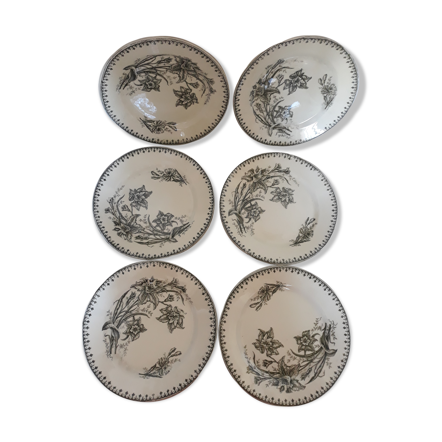 Set of 6 plates dark green iron earth "Raoul"
