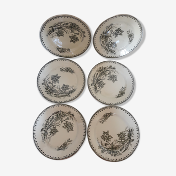 Set of 6 plates dark green iron earth "Raoul"