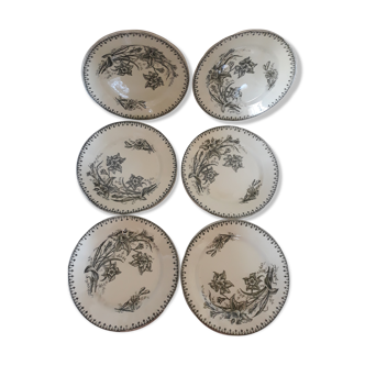 Set of 6 plates dark green iron earth "Raoul"