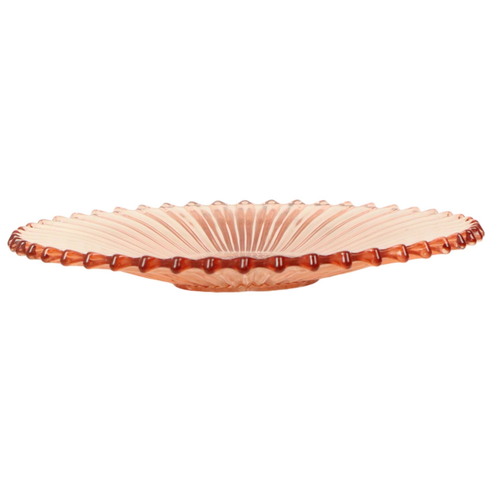 Art Deco Fruit Bowl Pink Pressed Glass Depression Glass 30cm