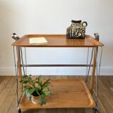 Scandinavian service in beech wood metal and metal upright in 60s