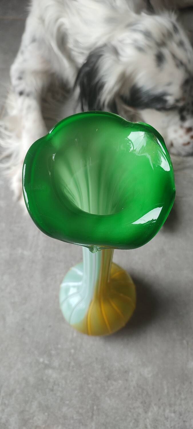 Large blown glass vase, artistic glassware from the 1970s.