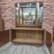Restored Art Deco Walnut Display Cabinet with Engraved Glass Slats - 1930s