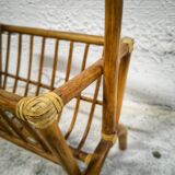 Rattan and leather magazine holder