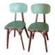 Chaises coeur Baumann en vinyle vert et bois