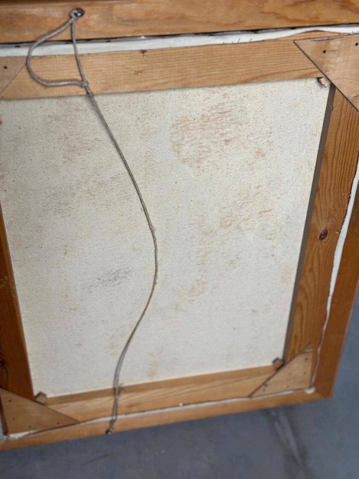 Original Mid Century Swedish Oil On Canvas – “Hut” By Nils Öberg – Vintage & Framed – 53 × 45 Cm