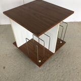 Turntable table / record storage on casters in formica from the 70s