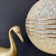 Vintage globe suspension in yellow and gold in Clichy glass