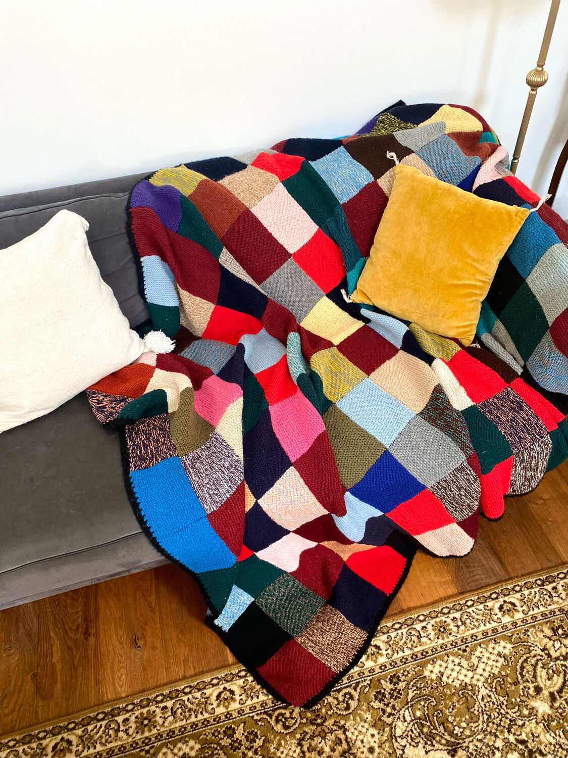 Handmade wool crocheted Granny square blanket