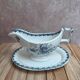 Antique sauce boat Sarreguemines bamboo shape – unlisted blue decoration – ironstone