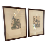 Two small framed prints representing Nantes