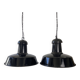 Pair of old industrial suspension lights xxl 40 cm