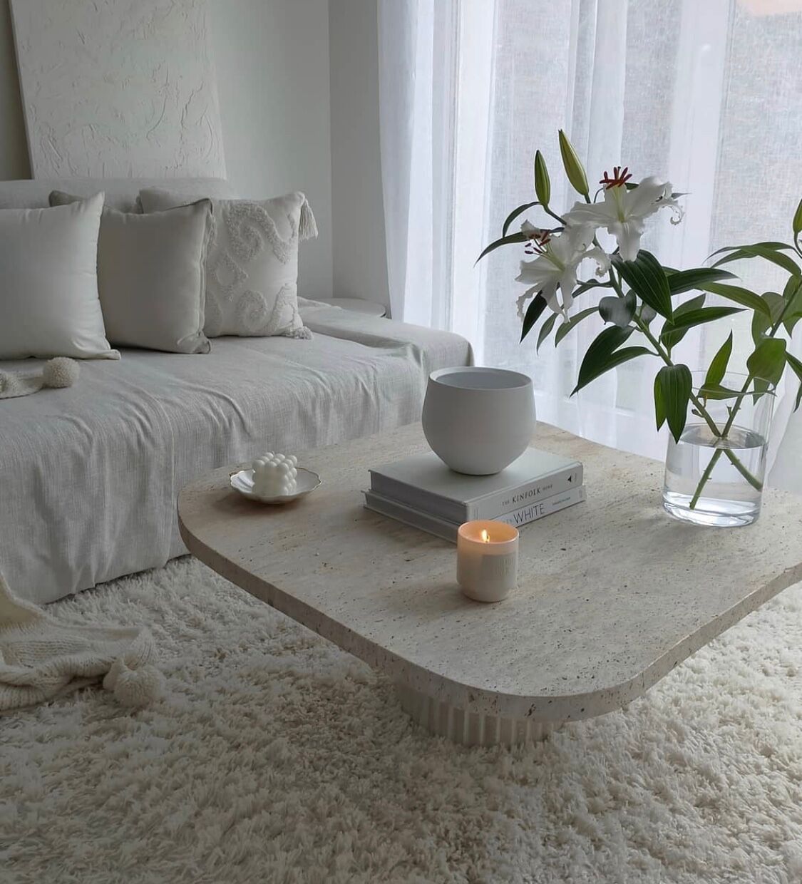 Natural Travertine irregular coffee table Athena - 90x90cm