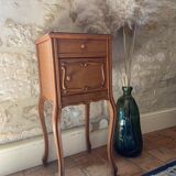 Bedside table Louis XV of the 1930s in walnut and marble top