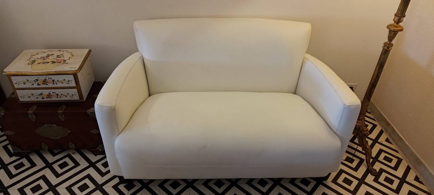 White leather sofa