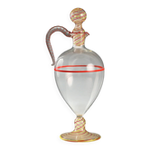 Carafe ancienne en verre soufflé, manufacture de Murano, Italie, XXe siècle