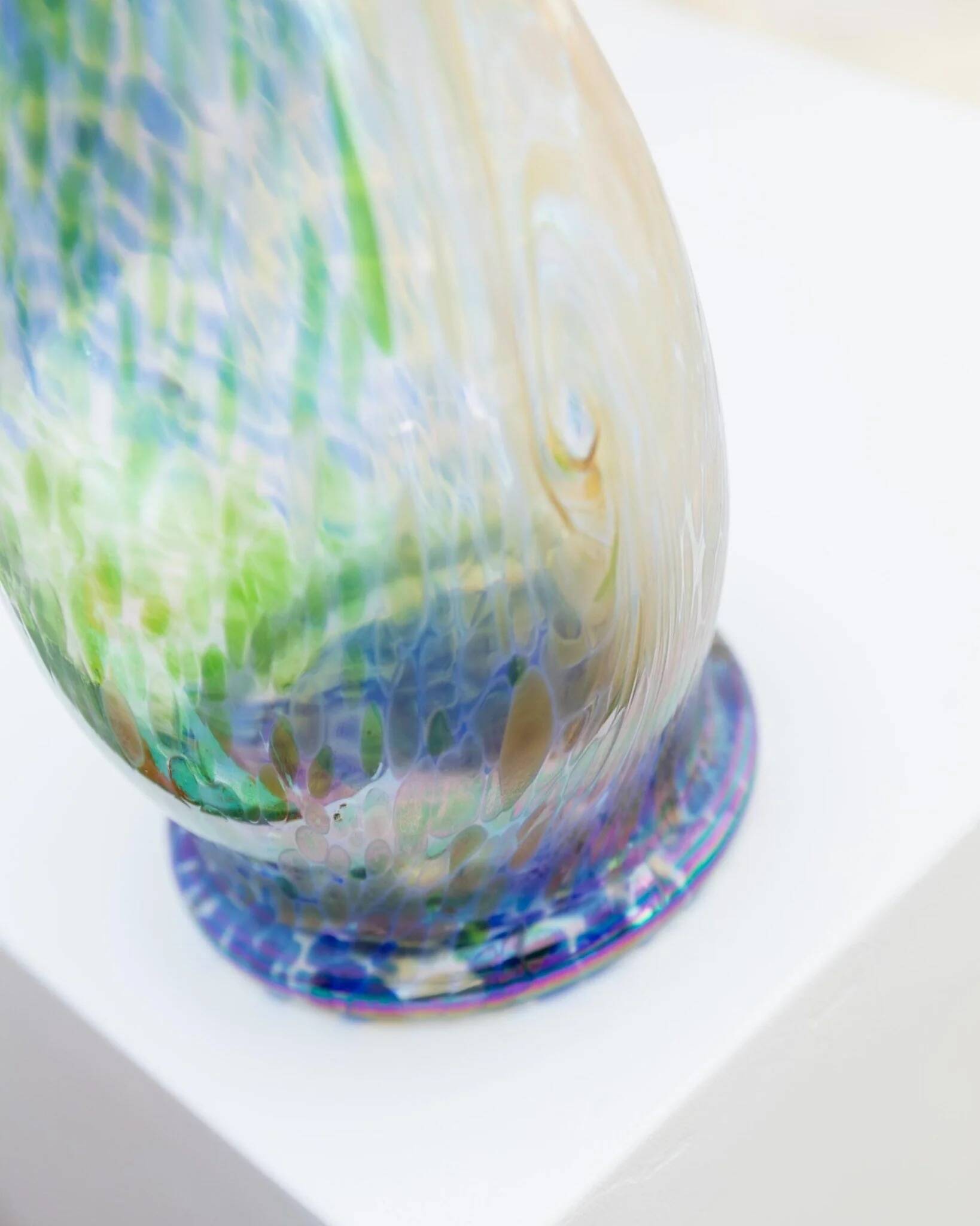 Large Vintage Murano Glass Vase in Multicolor Iridescent Pastel Glass – Italian Art Glass, 1970s