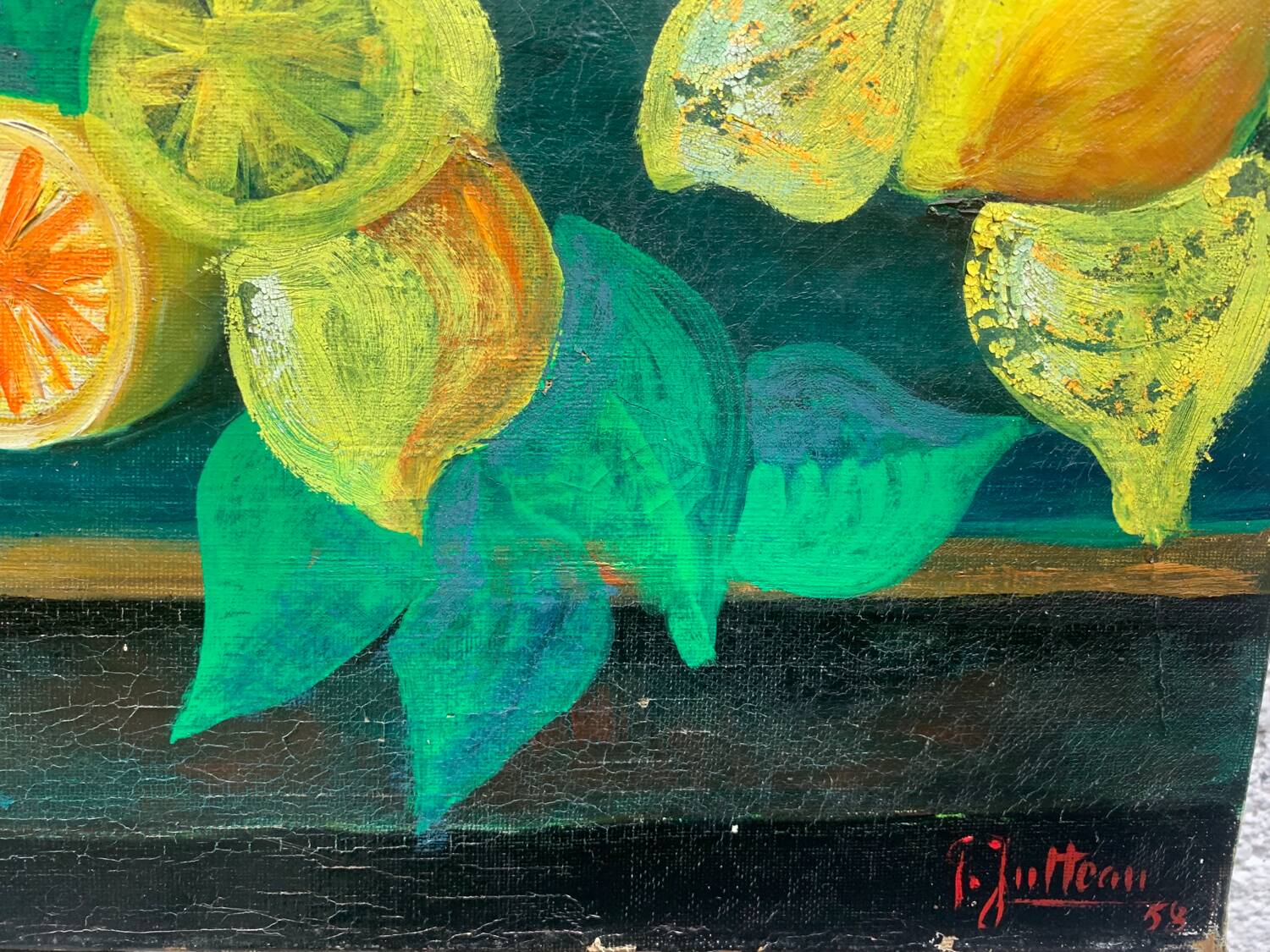 Still life painting, lemonade, signed