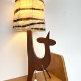 Wooden zoomorphic lampshade with wool lampshades, 70s