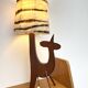 Wooden zoomorphic lampshade with wool lampshades, 70s