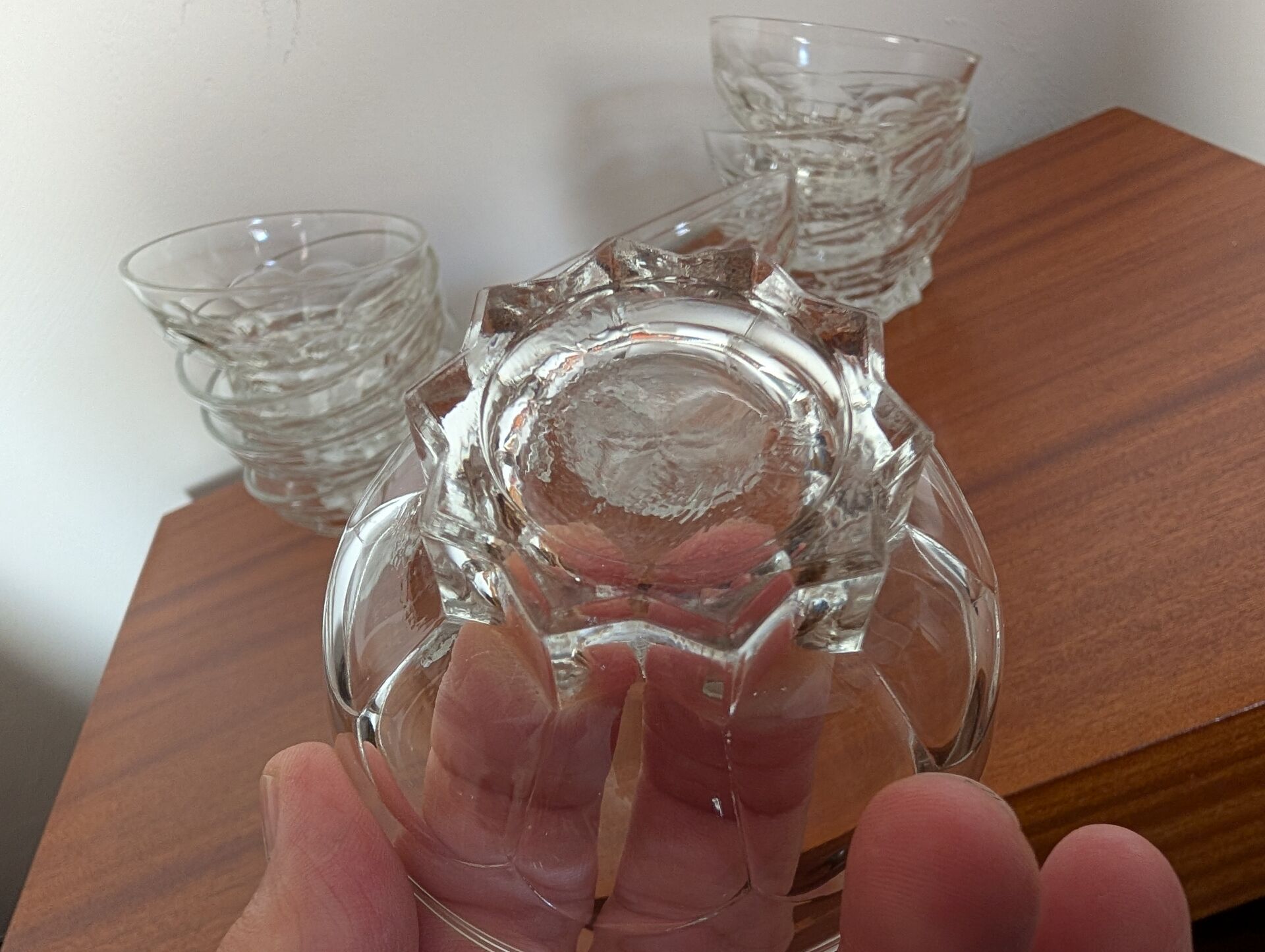 11 French moulded glass cups – 1970s