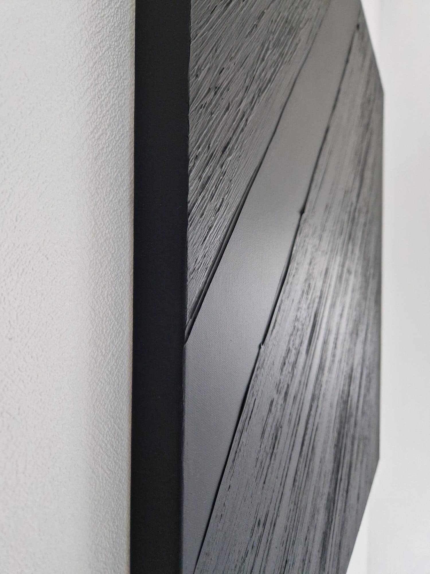 Monochrome black minimalist abstract painting