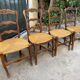 Set of 4 Provençal oak chairs with rush seats.
