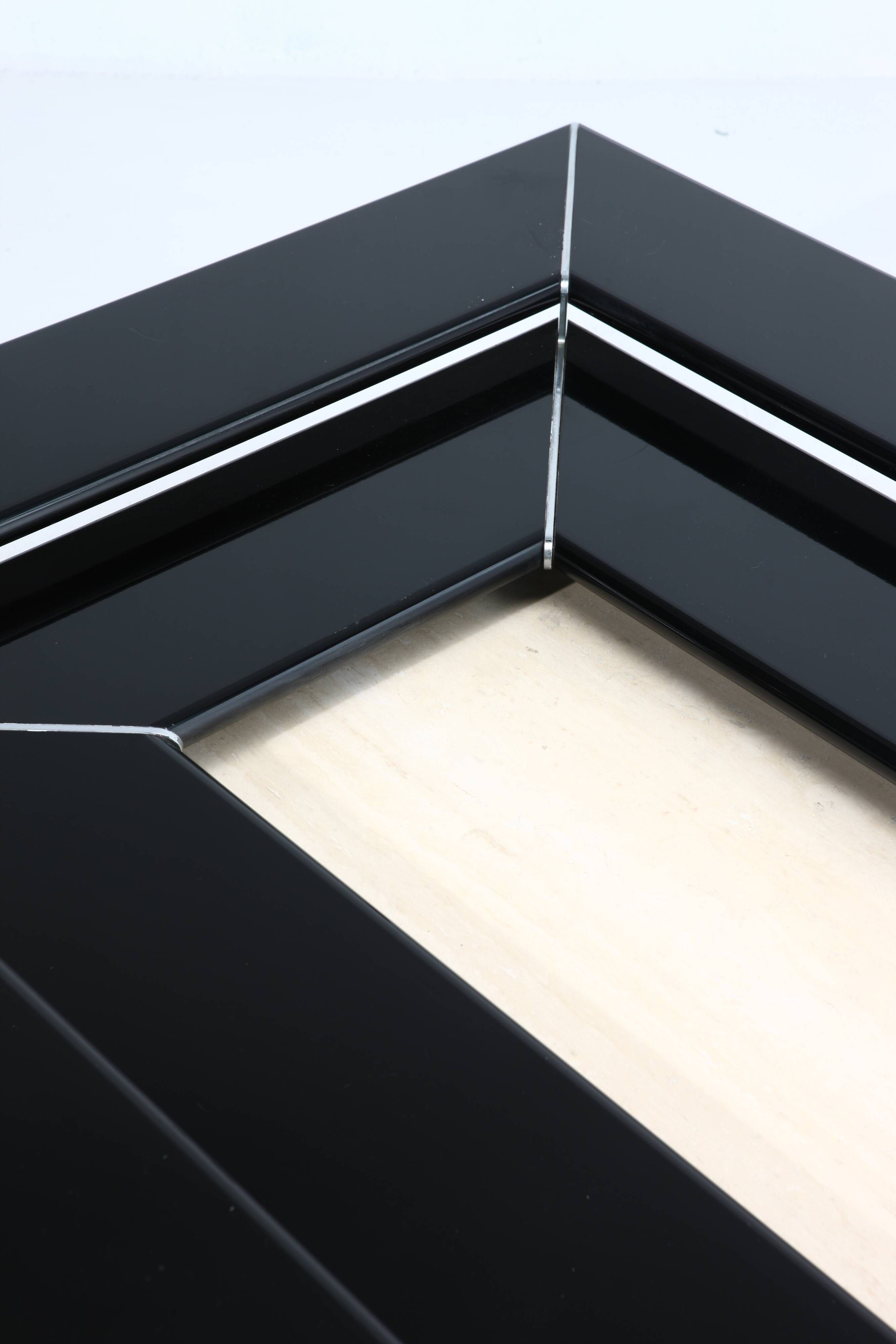 Re Quadro Coffee Table in Travertine and Lacquered Wood by Paolo Piva