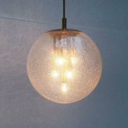 Large glass and brass planet ball pendant lamp from the mid-century German space age, 1960s.