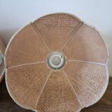 Pair of vintage rattan lampshades