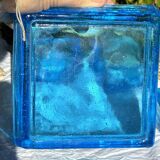 Adorable Vintage Turquoise Blue Glass Square Ashtrays and Trays